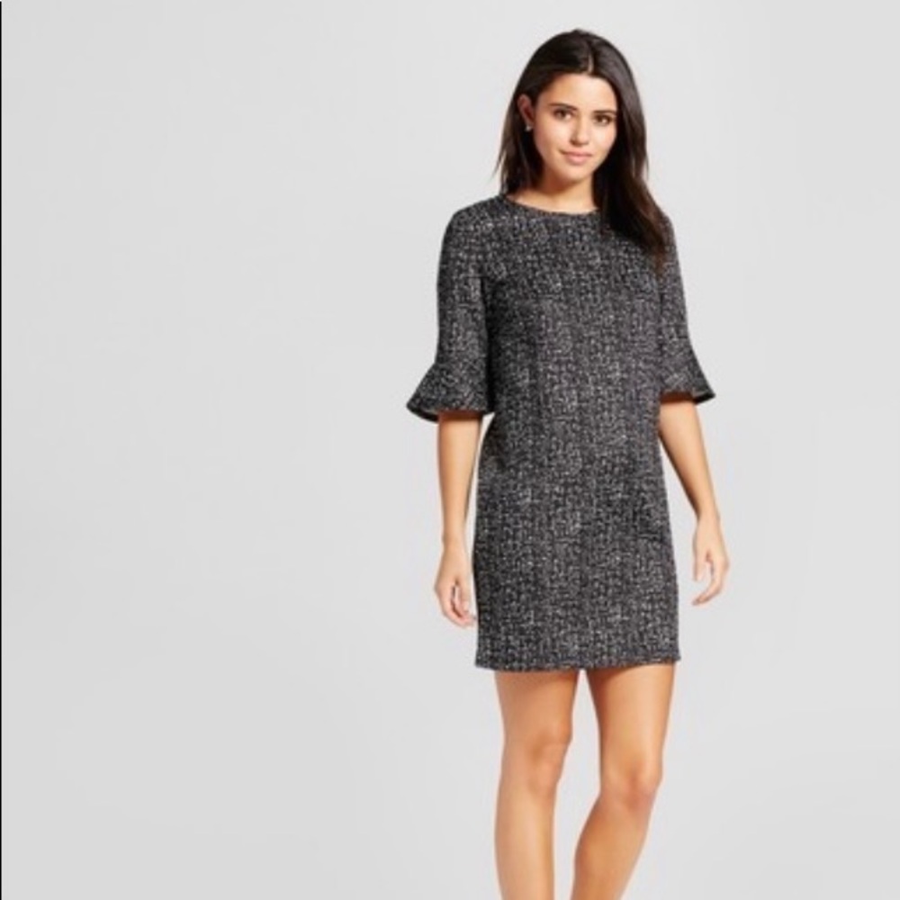 Mossimo Black Crew Neck Bell Sleeve Dress Med